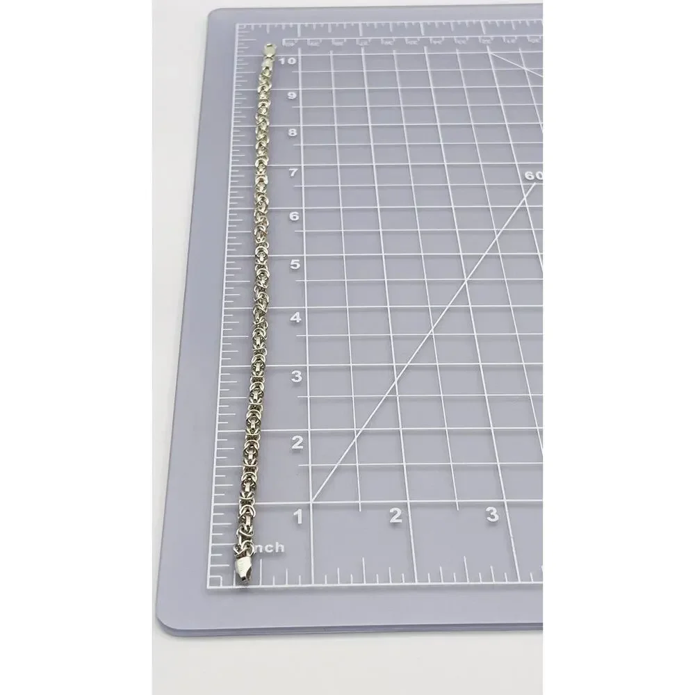 Real Solid Italy 925 Sterling Silver Fancy Byzantine Chain Anklet 3mm-4mm 9-10